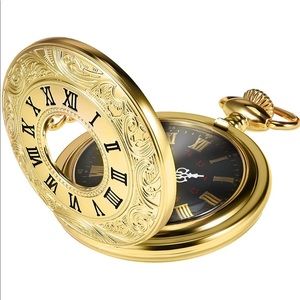Hicarer Vintage Pocket Watch Steel Men Watch with Chain